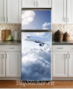Наклейка на холодильник Самолет в облаках 003